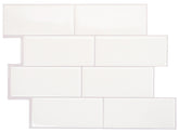 Smart Tiles Mosaik Series SM1100G-04-QG Wall Tile, 8.38 in L Tile, 11.56 in W Tile, Straight Edge, Resin, White, Glossy